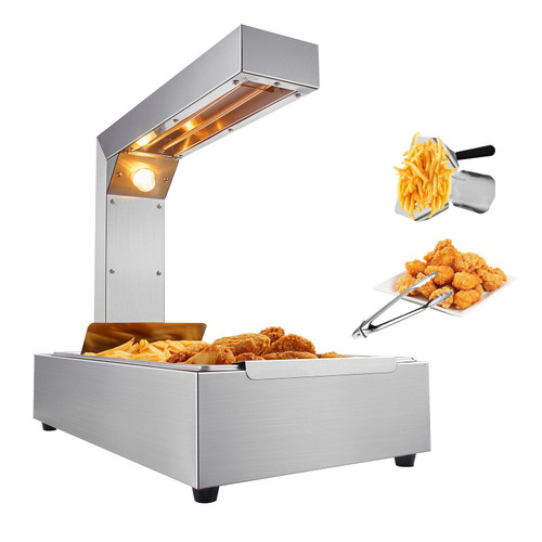 VEVOR French Fry Food Warmer, 750W Commercial Food Heating Lamp, Electric Stainless Steel Warming L