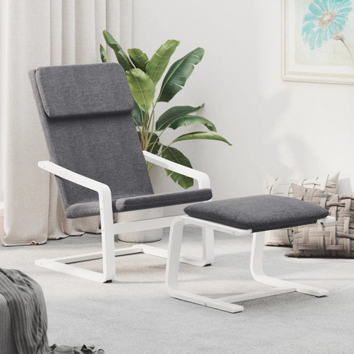 vidaXL Relaxing Chair with Footstool Dark Gray Fabric