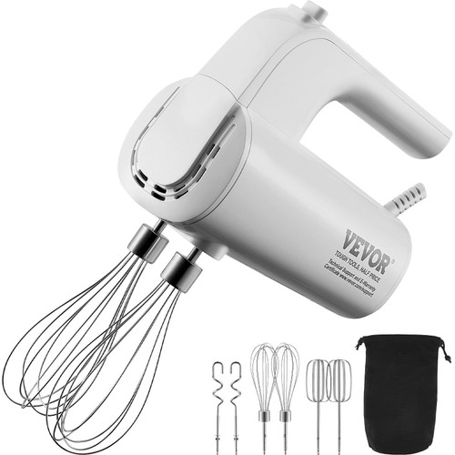 VEVOR Digital Electric Hand Mixer, 5-Speed, 200W Portable Electric Handheld Mixer, with Turbo Boost