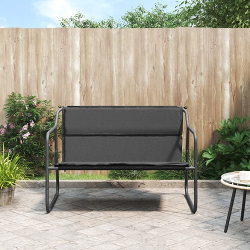 vidaXL 2-Seater Patio Bench with Cushion Anthracite Steel