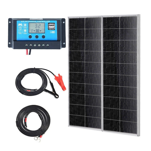 VEVOR 200W Monocrystalline Solar Panel Kit, 2PCS Monocrystalline Solar Panels + Charge Controller, 