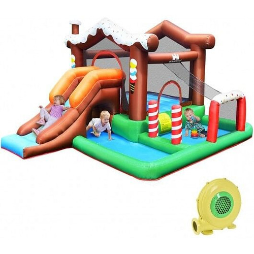 Outdoor Indoor Inflatable Kids Bounce House with 480W Air Blower - Color: Multicolor