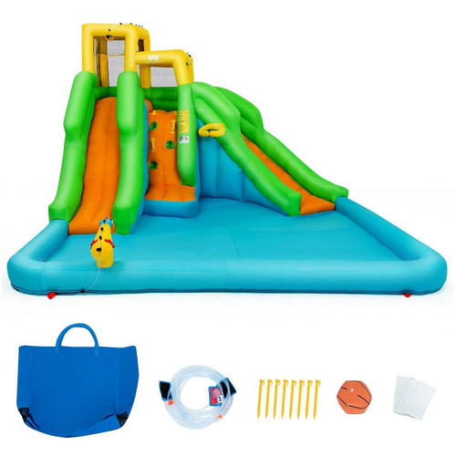 Inflatable Water Park Bounce House with Climbing Wall without Blower - Color: Multicolor