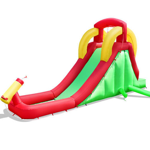Inflatable Water Slide Bounce House with Climbing Wall and Jumper without Blower - Color: Multicolor