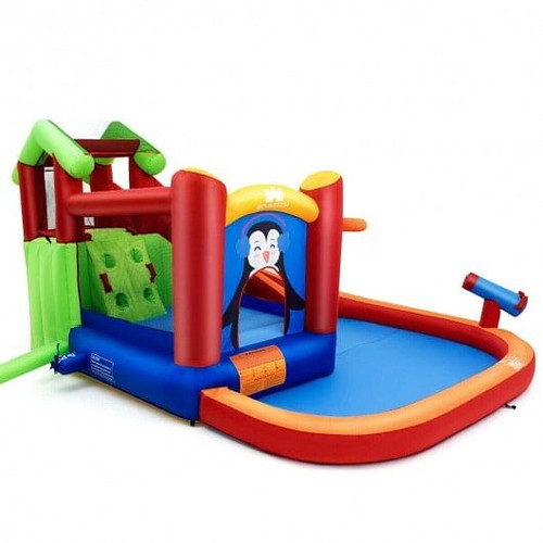Inflatable Slide Bouncer and Water Park Bounce House Without Blower - Color: Orange