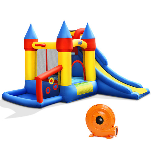 Inflatable Bounce House with Basketball Rim and 780W Blower - Color: Multicolor