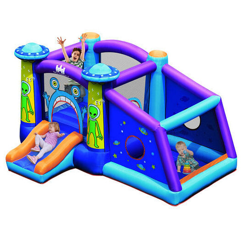 Castle Jumping Bouncer with Water Slide and 550W Blower - Color: Blue