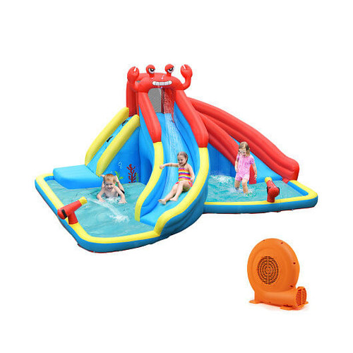Inflatable Water Slide Bounce House with Water Cannon with 750W Blower - Color: Navy