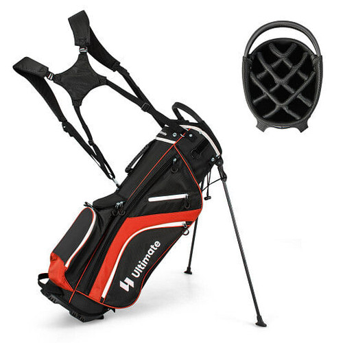 Lightweight Golf Stand Bag with 14 Way Top Dividers and 6 Pockets-Red - Color: Red