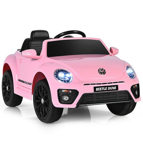 Volkswagen Beetle Kids Electric Ride On Car with Remote Control-Pink - Color: Pink