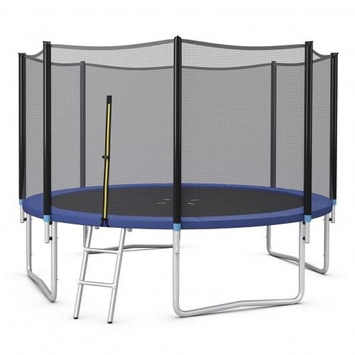 8/10/12/14/15/16 Feet Outdoor Trampoline Bounce Combo with Safety Closure Net Ladder-12 ft - Color:
