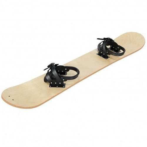 Winter Sports Snowboarding Sledding Skiing Board with Adjustable Foot Straps - Color: Natural