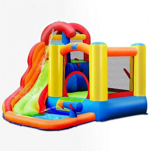 Inflatable Water Slide Bounce House with Pool and Cannon Without Blower - Color: Multicolor