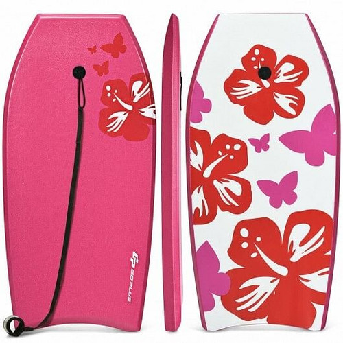 Lightweight Bodyboard Surfing with Leash EPS Core Boarding IXPE-M - Color: Pink - Size: M