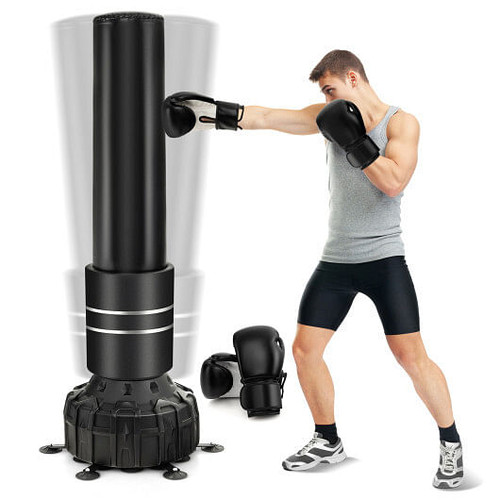 Freestanding Punching Bag 71 Inch Boxing Bag with 25 Suction Cups Gloves and Filling Base - Color: 