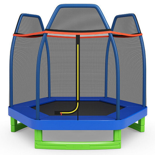 7 Feet Kids Recreational Bounce Jumper Trampoline-Blue - Color: Blue