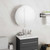 Bathroom Cabinet with Round Mirror&LED White 15.7"x15.7"x6.9"