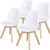 Set of 4 Modern White Shell Dining Chair Upholstered Padded Seat w/ Beechwood  Legs