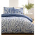 Full / Queen 100-Percent Cotton 3-Piece Comforter Set with Blue White Floral Branch Pattern
