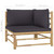 vidaXL Patio Corner Sofa with Dark Gray Cushions Bamboo