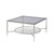 32" Chrome And Clear Glass Square Coffee Table With Shelf