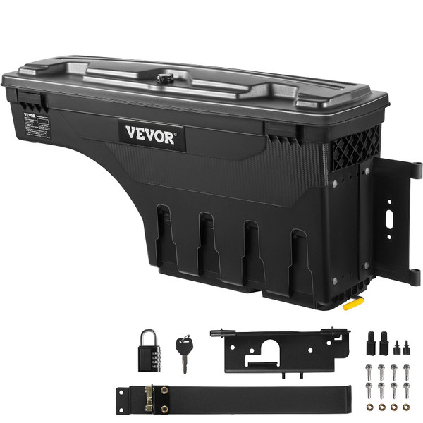 VEVOR Truck Bed Storage Box, Lockable Lid, Waterproof ABS Wheel Well Tool Box 6.6 Gal/20 L with Pas