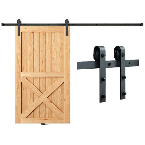 VEVOR 8FT Sliding Barn Door Hardware Kit, 330LBS Loading Heavy Duty Barn Door Track Kit for Single 