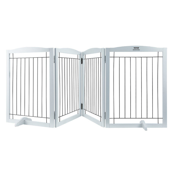 VEVOR Free Standing Dog Gate, 32" H x 96.5" W Freestanding Pet Gate, 4 Panels Foldable Dog Gate for
