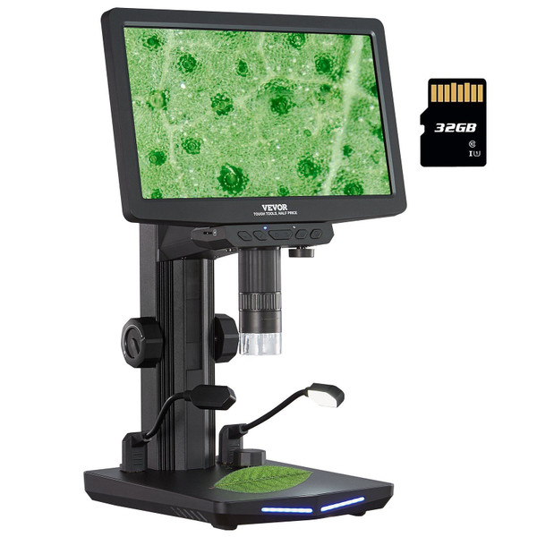 VEVOR 7" HDMI LCD Digital Microscope for Adults, Soldering Electron Microscope 1200X with IPS Scree