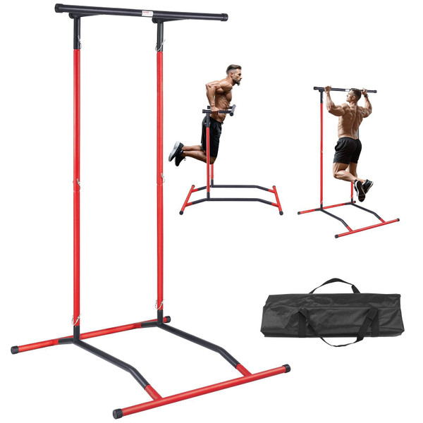 VEVOR Power Tower Dip Station, 2-Level Height Adjustable Pull Up Bar Stand, Multi-Function Strength