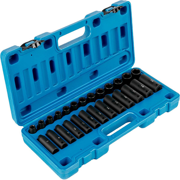 VEVOR Impact Socket Set 3/8 Inches 26 Piece Impact Sockets, Deep / Standard Socket, 6-Point Sockets