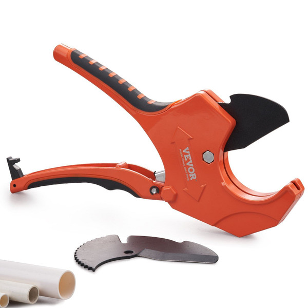 VEVOR PVC Pipe Cutter, 0-2-1/2" O.D. Ratcheting PVC Pipe Cutter, Heavy Duty Tube Cutting Tool with 