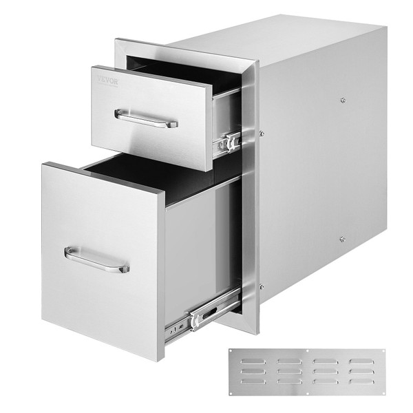 VEVOR Outdoor Kitchen Drawers 13" W x 20.4" H x 20.8" D, Flush Mount Double BBQ Access Drawers with