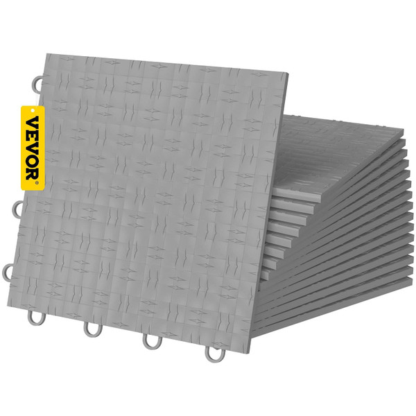 VEVOR Garage Tiles Interlocking, 12'' x 12'', 50 pcs, Silver Garage Floor Covering Tiles, Non-Slip 