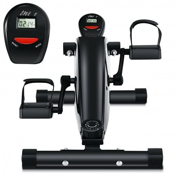 Portable Under Desk Bike Pedal Exerciser with Adjustable Magnetic Resistance - Color: Black