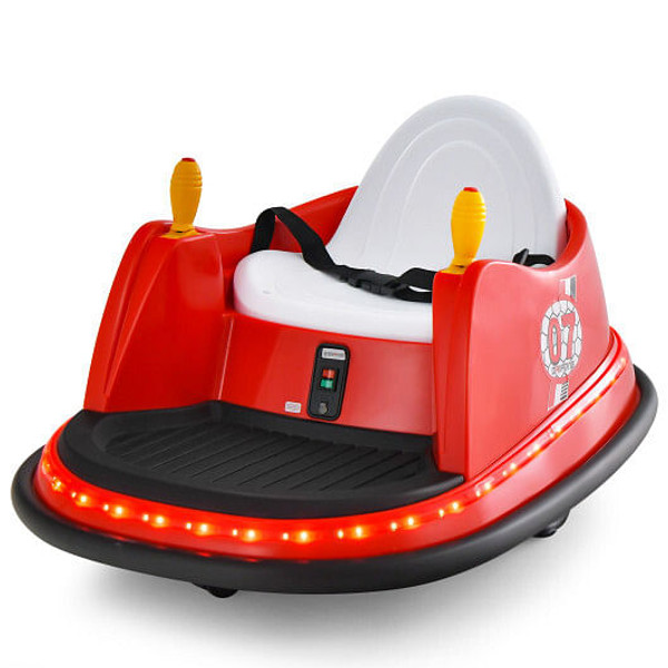 12V Electric Kids Ride On Bumper Car with Flashing Lights for Toddlers-Red - Color: Red