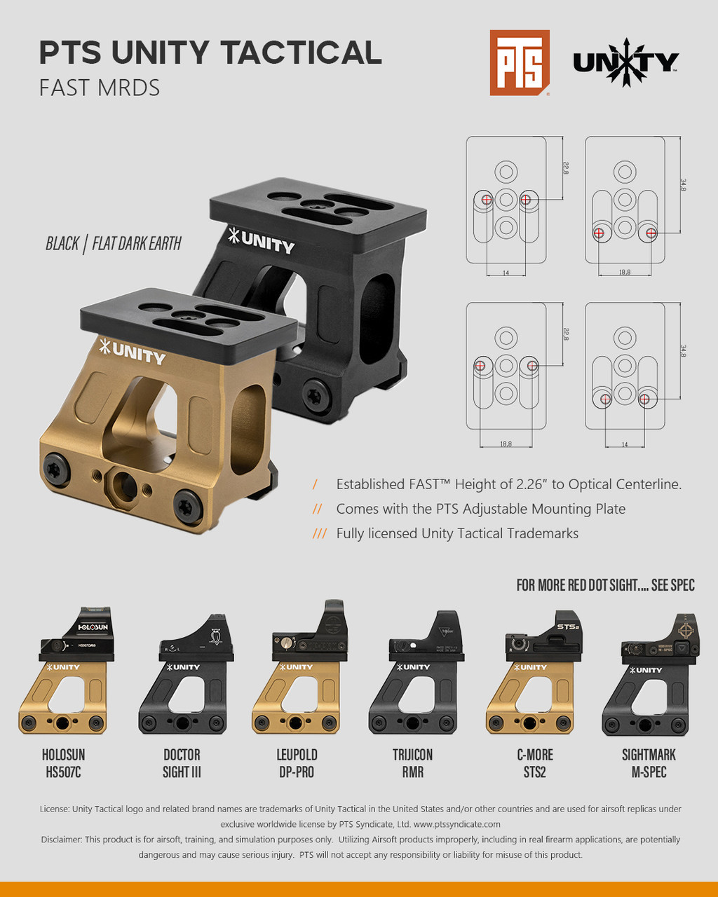 PTS Unity Tactical FAST MRDS Mount w/PTS Multi-Optic Adaptor Plate