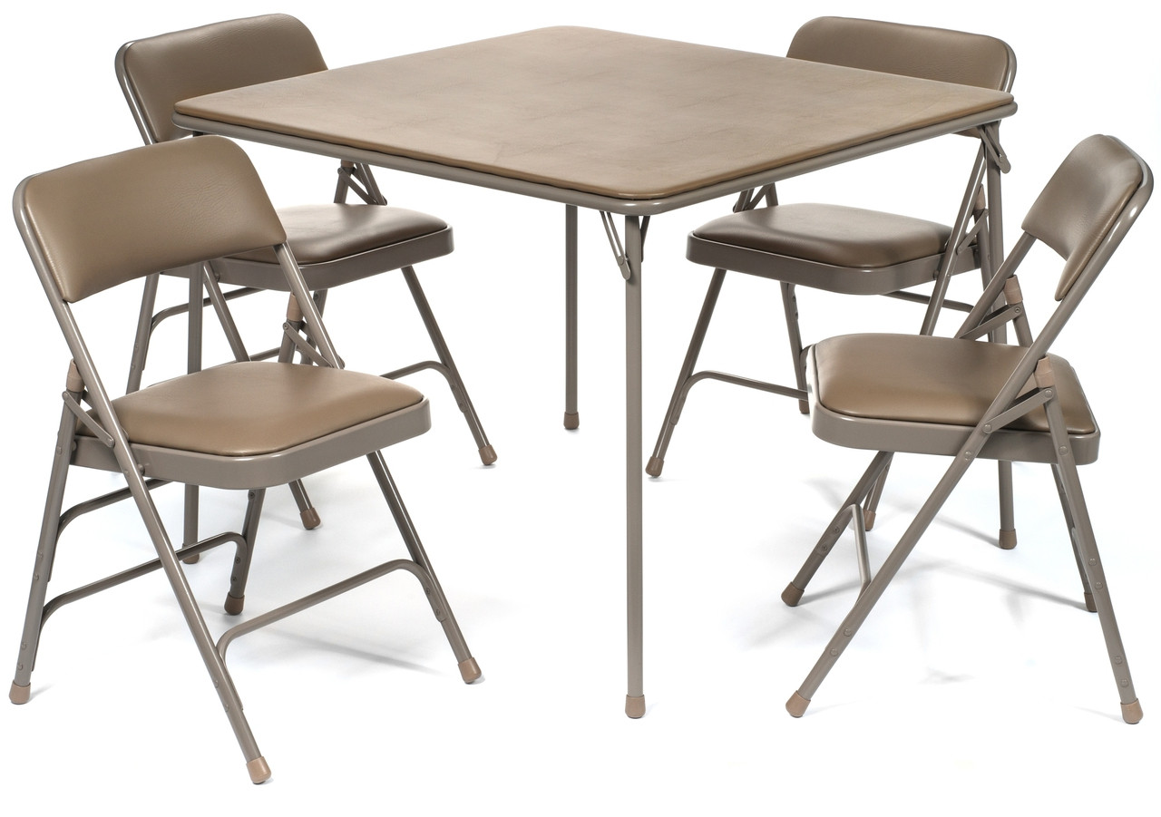 Folding card table and shop chairs set