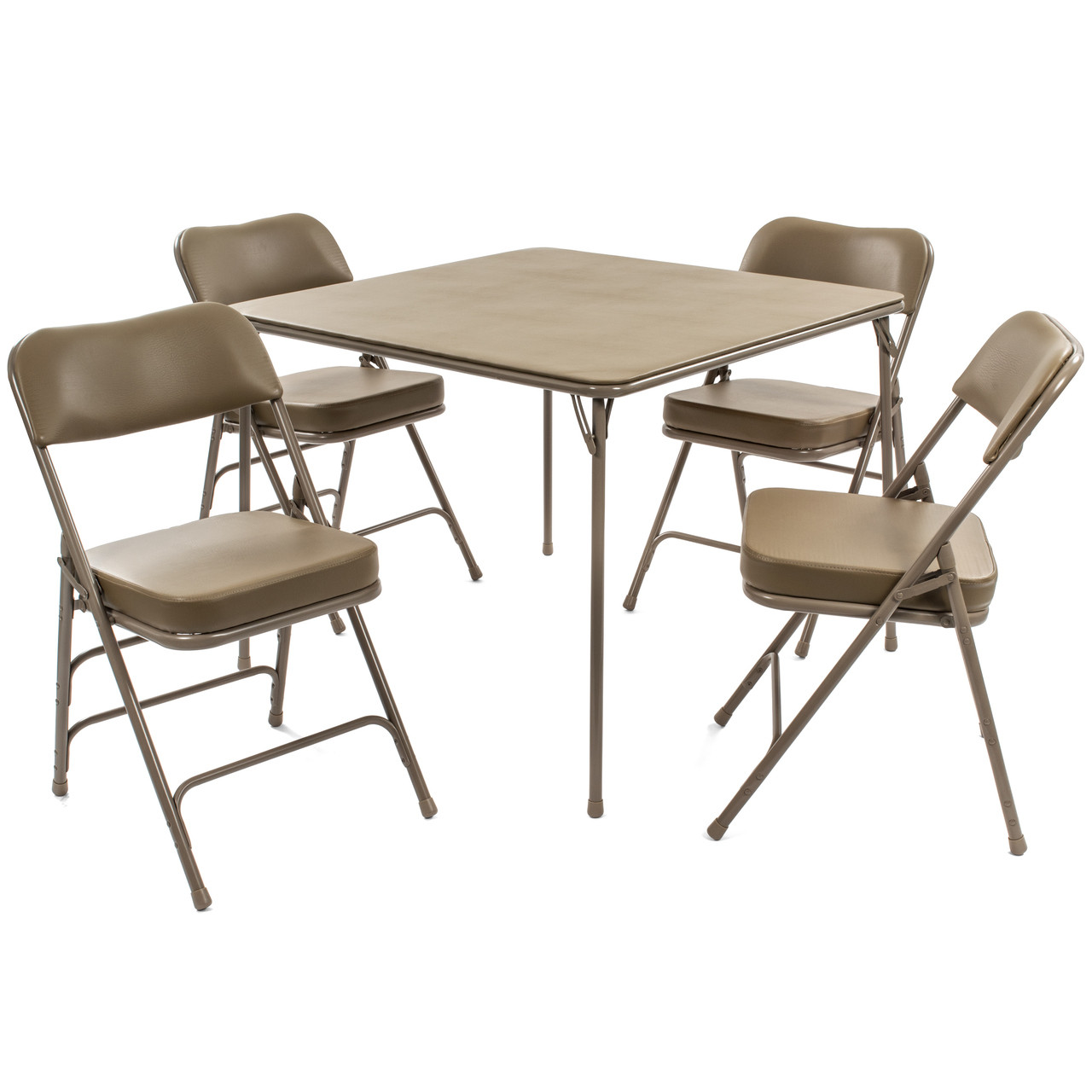 5pc XL Series Folding Card Table and Ultra Thick Padded Chair Set, Beige 