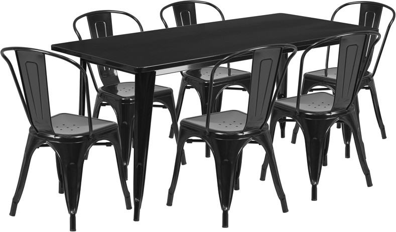 Indoor/Outdoor Cafe Metal 7 Piece set- 31.5