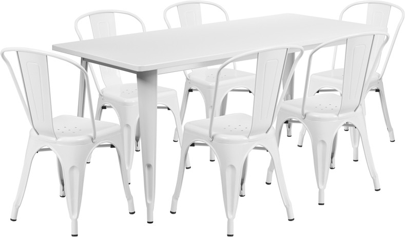 Indoor/Outdoor Cafe Metal 7 Piece set- 31.5