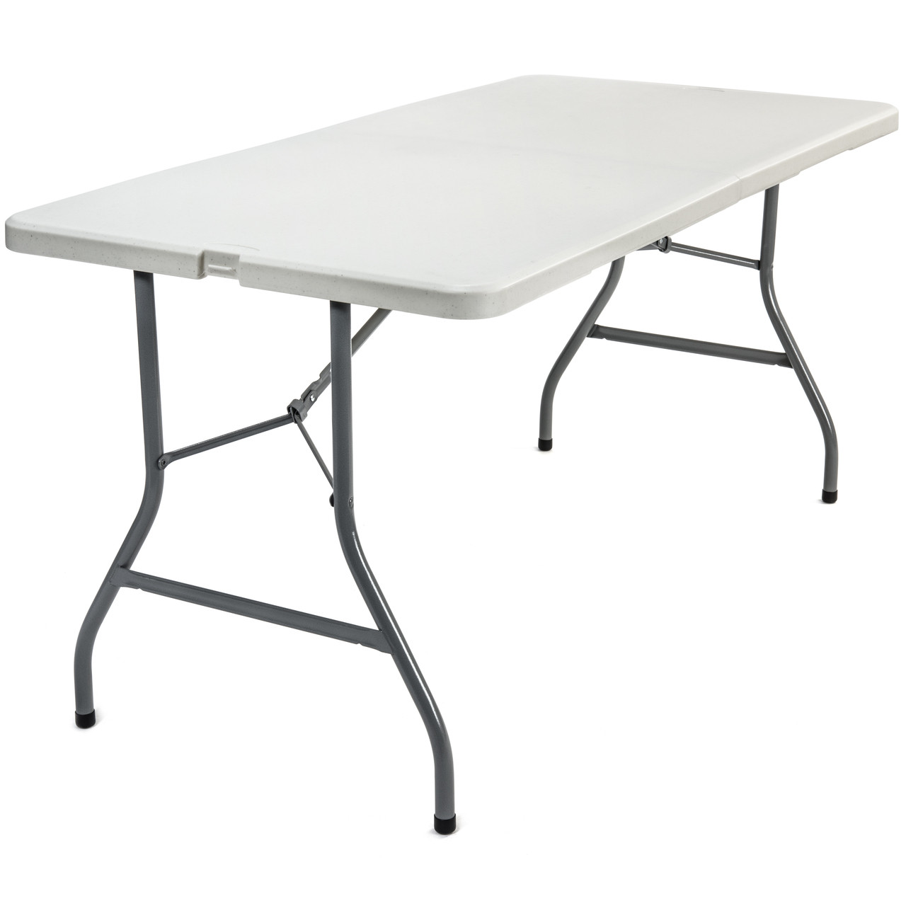 RhinoLite Fold In Half Rectangle Plastic Folding Table, Locking