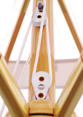 Galtech 11ft. Wood Umbrella With Brass Trim 4 Pulley Lift, Light Wood