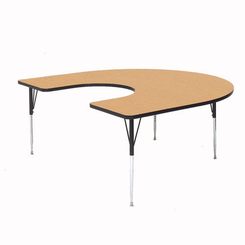  Correll 60x66 Horseshoe Shaped Classroom Activity Table,  Height Adjustable (19-29) Colonial Hickory Top & Edge, Durable High  Pressure Laminate, Black/Chrome Base, School Furniture, Made in The USA :  Office Products