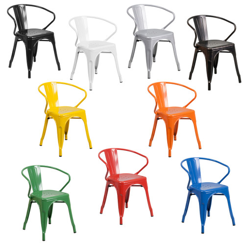 Indoor/Outdoor Metal Bistro Tolix Stacking Chairs with Arms Indoor/Outdoor Metal Bistro Tolix Stacking Chairs with Arms