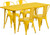 Indoor/Outdoor Cafe Metal 5 Piece set- 31.5" x 63" Rectangle Table set with 4 Stack Chairs-Yellow Indoor/Outdoor Cafe Metal 5 Piece set- 31.5" x 63" Rectangle Table set with 4 Stack Chairs-Yellow