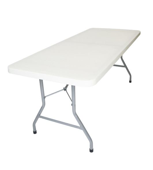 RhinoLite 30"x96" (8 ft) Rectangle Plastic Folding Table, Solid One Piece Top, Locking Steel Frame