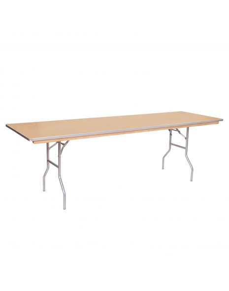 European Birch 30"W x 96"L (8FT) Rectangular Wood Banquet Folding Table With Metal Edge