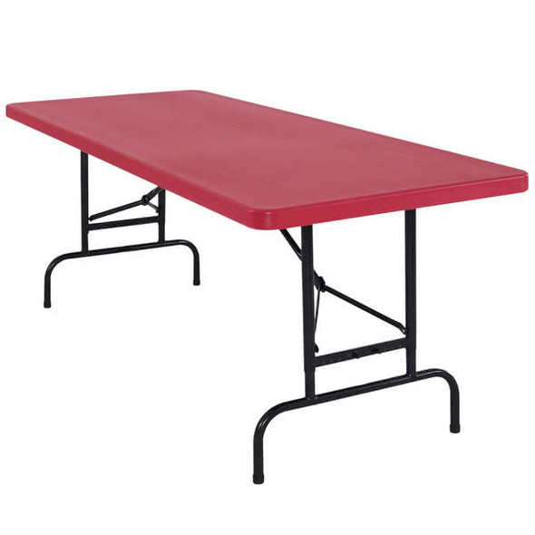 Body Builder 30"W x 72"L (6 ft) Red Adjustable Height Plastic Folding Table By National Public Seating