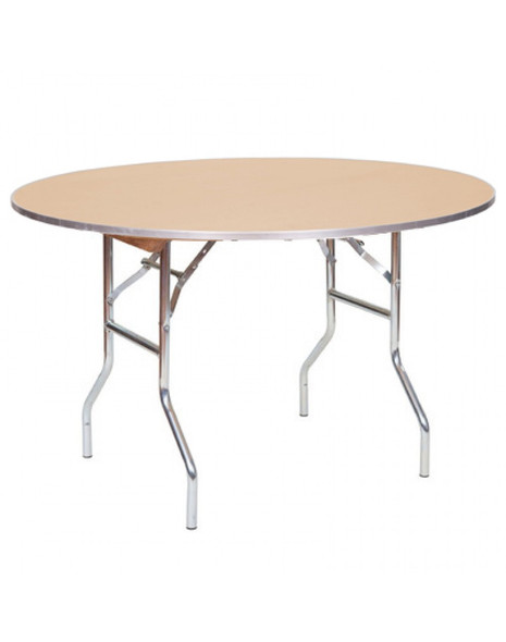 European Birch 48" (4FT) Round Wood Banquet Folding Table With Metal Edge